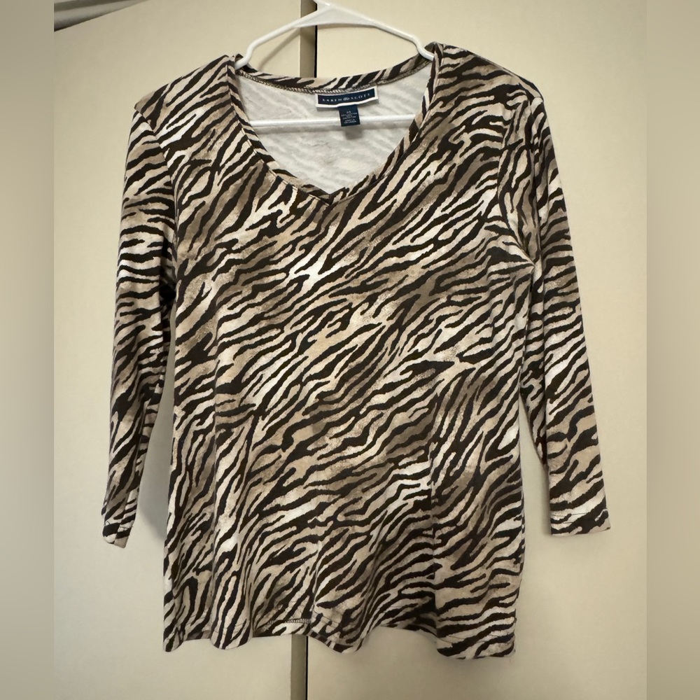Tiger print 3/4 sleeve T-shirt